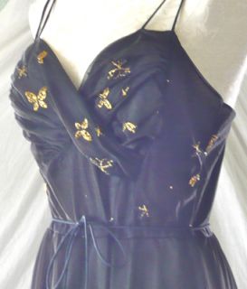 Eye Ful by Ruth Flaum Vintage 50s Negligee Black with Gold Embroidery