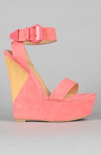 Sole Boutique The Ankle Cuff Platform Wedge in Coral