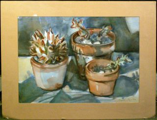 Alexandra Eyer Plant Still Life Signed Watercolor 1980s