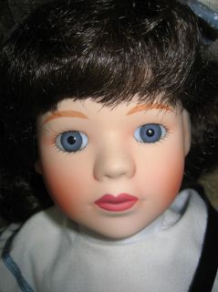  Seymour Mann Porcelain Doll Brunette Blue Eyes Dress Purse