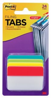 3M Post It Filing Angle Tab Write on 24 Pack Assorted Tab 3M 686A Alyr