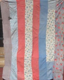 Vintage Flour Sack Quilt Top Stripe Cutter Craft Top for Prim Country