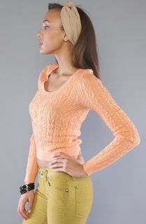Free People The Cable Guy Cropped Pullover Sweater in Sunset Heather