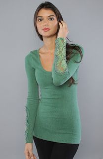 Free People The Thermal Crochet Cuff Tunic in Green