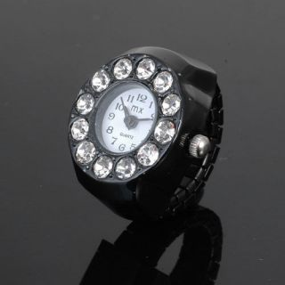  Ladies Girl Ring Jewelry Bling 12 Crystal Quartz Finger Watches