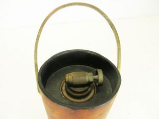 Vintage Fire Collectible Extinguisher in Leather Bucket   PFD Helmet
