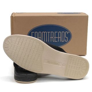 New Foamtreads Deeridge Velvet Black Comfort Lounge Slippers Shoes Men