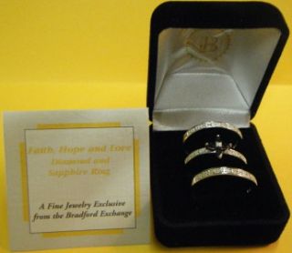 Brandford Exchange Faith Hope and Love Diamond Sapphire Ring Size 11 5