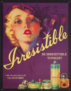 Replica Irresistible Perfume Talcum Powder Ad Tin Sign Bath 16 x 12 5