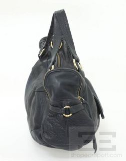 Foley and Corinna Navy Blue PEBBLED Leather Seamed Handbag