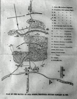 Mill Springs Fishing Creek Logans Cross Roads Kentucky Battle Old Map