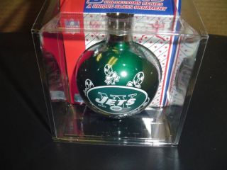 New York Jets Christmas Tree Ornament Football in Display Storage Box