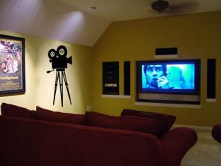 Home Theater Set Film Popcorn Tickets Camera Movie Wall Art Decal
