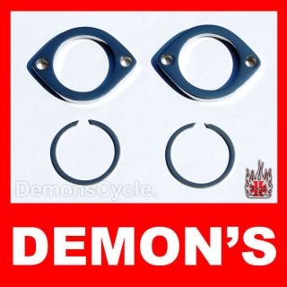 NEW CHROME EXHAUST FLANGES KIT WITH SNAP RINGS FIT HARLEY EVOLUTION