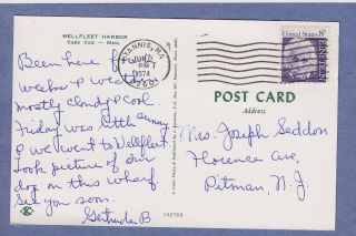  Harbor, fishing boats located in Cape Cod, Ma. Postmark dated 1974