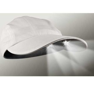 PowerCap Runners Caps 4 LED Unstructured Flashlight Hat   White