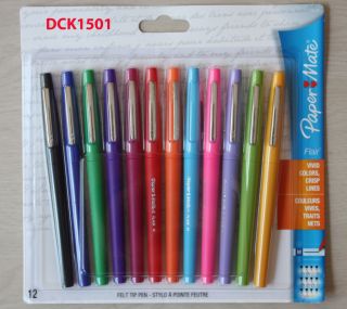 New Paper Mate Flair Felt Tip Porous Point Pens 12 Colored Pens Medium