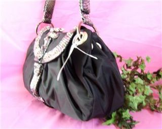 beverly feldman microfiber hobo with leather trim and cat ornament new