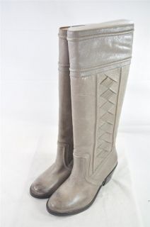Fossil Felicia Grey Knee High Pull on Mid Heel Boots