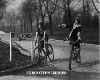 Flappers Riding Bicycles 1920s Photograph