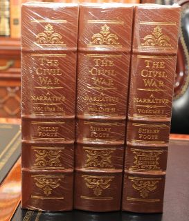 Shelby Foote The Civil War 3 Volume Set Easton Press Signed SEALED