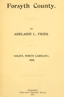  1898 History of Forsyth County North Carolina