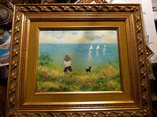 Vintage Enamel on copper painting by Fleming picture framed