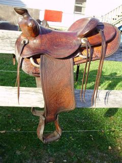  Antique Western Saddle F. Vela Maker Floresville, TEX 15 Ranch Cowboy