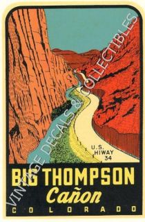 Vintage Travel Decal U s Hwy 34 Big Thompson Canon Colorado State