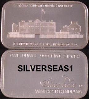 Silver Towne Mint Historic Real Fort Wayne Silver Bar