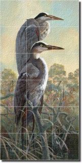 Binks Wildlife Herons Art Glass Wall Floor Tile Mural