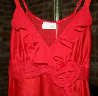 Flora Nikrooz Sexy Chiffon Satin Paris Chemise Babydoll Gown Red Med