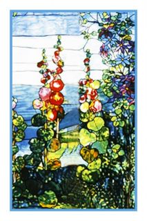 Tiffany Hollyhocks Flower from Stained Glass Counted Cross Stitch
