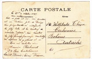 France Paris LOpera 1909 Picture Postcard to Austria