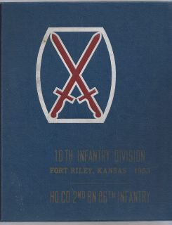 1953 Fort Riley Kansas 10th Infantry Army Yearbook