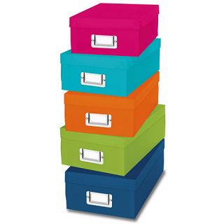 Set of 5 Assorted Colorful Document File Storage Organizer Boxes