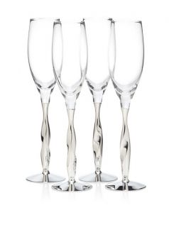 Nambe Twist Champagne Flutes Set of 4 Glasses New in Box