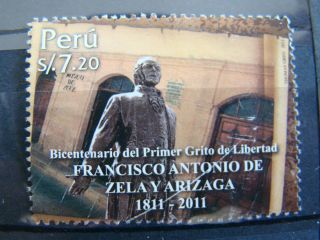 Stamps Peru Freedom Independence Francisco de Zela Used