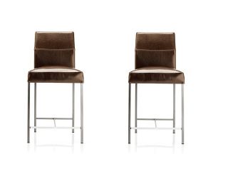 Antica Counter Stool Set of 2 Chestnut Leather Design Within Reach DWR