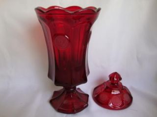 Fostoria Ruby Red Coin Glass Urn Candy 12 5