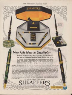 1921 Sheaffer Fountain Pen Box Base Desk Set Skrip Ad