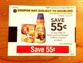 10 FOOD DRINK COUPONS 0 55 1 INTERNATIONAL DELIGHT COFFEE CREAMER 12