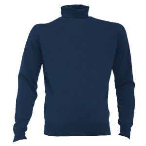 New Mens John Smedley Belvoir Roll Neck Pullover Slate Blue Made in