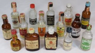 15 Miniature Glass Liquor Wine Beer Cologne Collectible Vintage