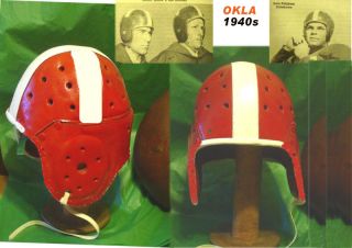 1940 Oklahoma Sooners Leather Football Helmet Old Colors Vintage Style