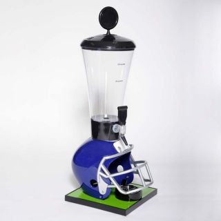 Beer Tubes Football Helmet Tabletop Beverage Dispenser Blue