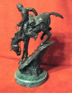 Frederick Remington Mountain Man 13 Bronze Marble Base Indian Horse