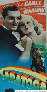 Saratoga (1937) Clark Gable Jean Harlow Movie Poster 12 1/4 x 37 1/2