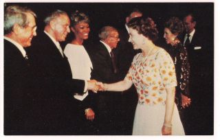  Queen Elizabeth Frank Sinatra George Burns Perry Como Postcard