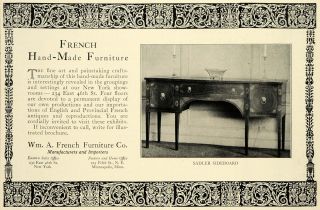 1927 Ad William A. French English Handmade Home Furniture Sadler